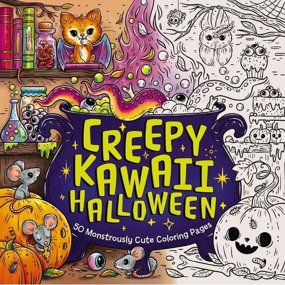Creepy Kawaii Halloween: 50 Monstrously Cute Coloring Pages (Paperback)