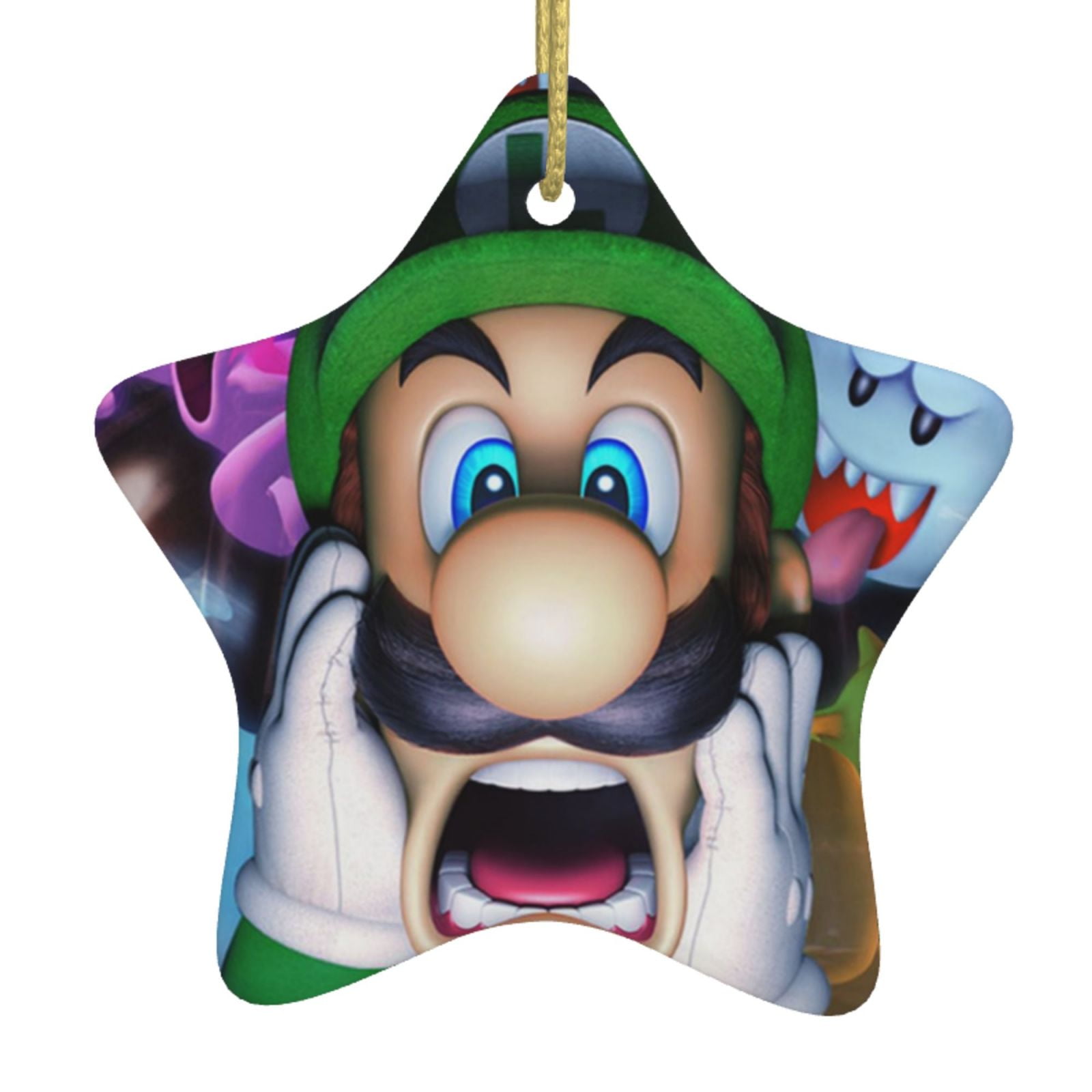 Creepy Luigi's Mansion Christmas Ornament Xmas Tree Ceramic Star