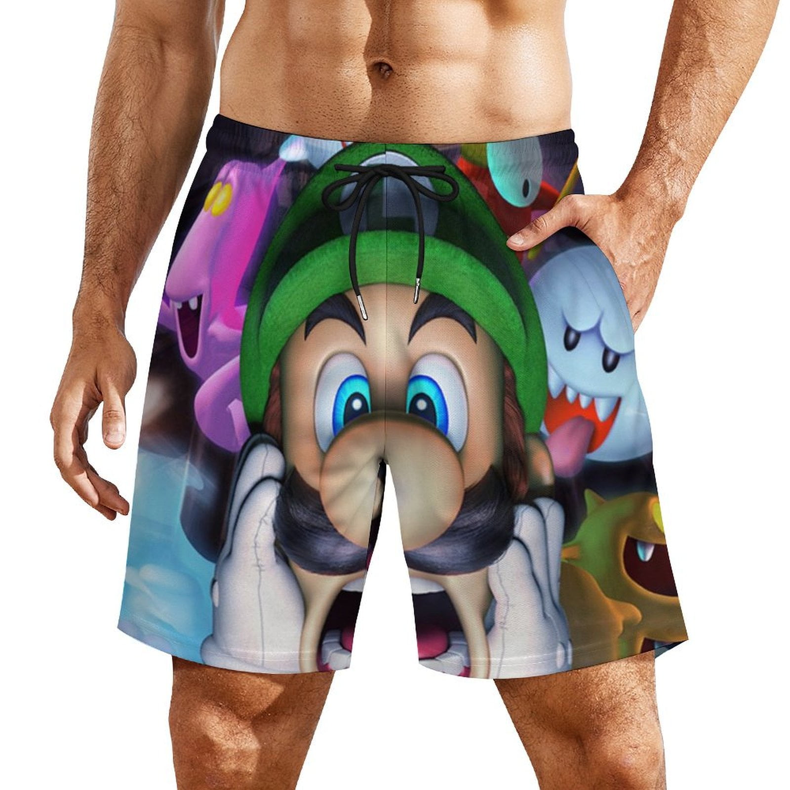 Creepy Luigi's Mansion Men's Board Shorts Swim Trunks Quick Dry Beach ...