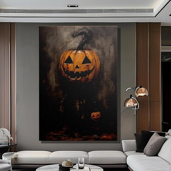 Creepy Pumpkin Head Art Poster Spooky Horror Decor Unframed Paper Print