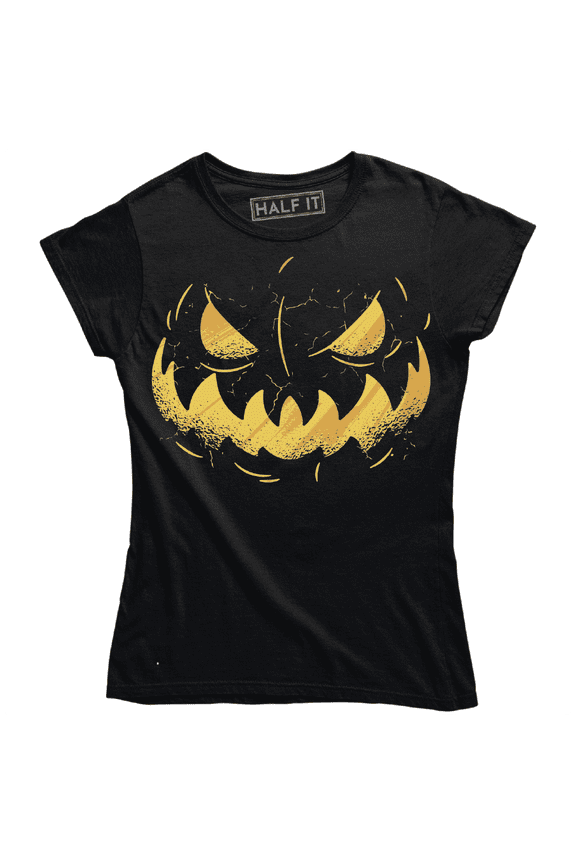 Creepy Pumpkin Jack O'Lantern Face Horror Women's T-Shirt