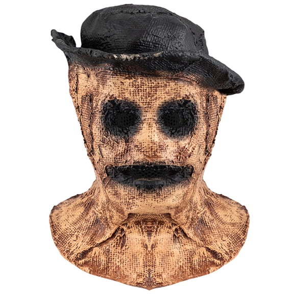 Creepy Scarecrow Mask Costume with Hat, Halloween Full Face Evil Masks, Horror Scarecrow Headgear Mask for Halloween Cosplay Masquerade Costume Party