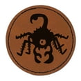 thumbnail image 1 of Creepy Scorpion Bug Creature 2.5" Faux Leather Round Engraved Iron-On Patch - Brown, 1 of 6