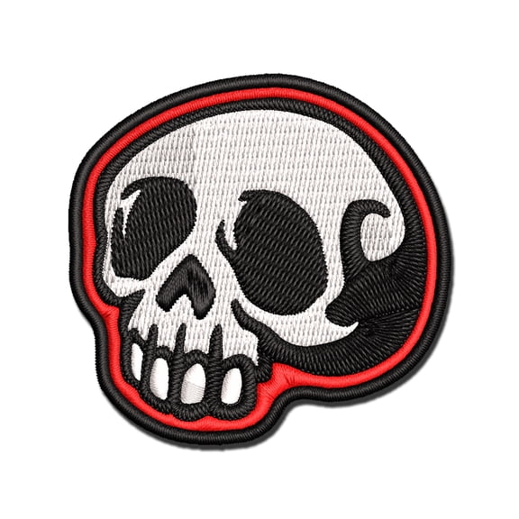Creepy Skull Halloween Applique Multi-Color Embroidered Hook & Loop Patch - 3.5 Inch Large