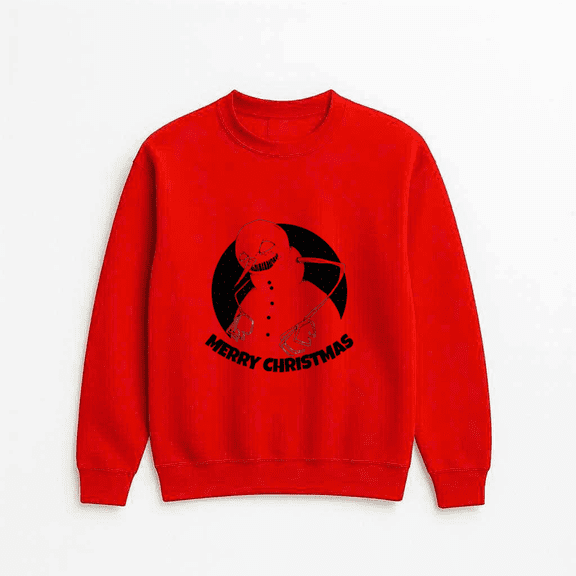Creepy Snowman Ugly Christmas Holiday Funny Festive Cartoon Meme Sweatshirt, up to size 5XL
