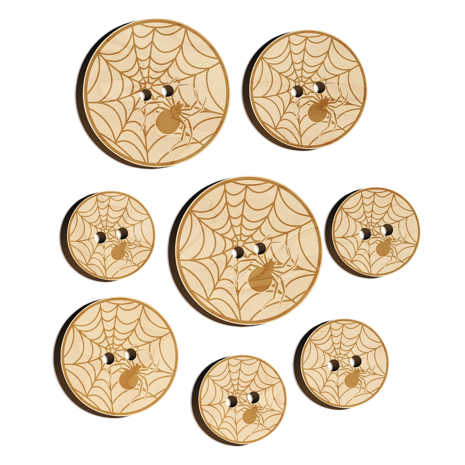 Creepy Spider in Spiderweb Wood Buttons for Crochet Knitting Sewing DIY ...