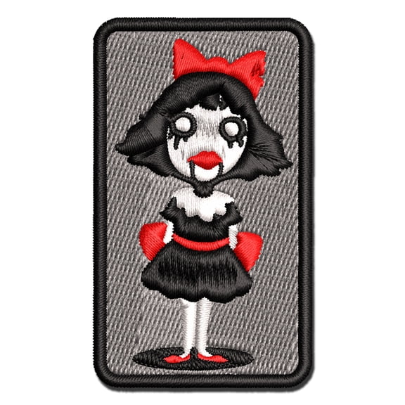Creepy Spooky Horror Girl Doll Puppet Applique Multi-Color Embroidered Iron-On Patch - 2.0 Inch Mini