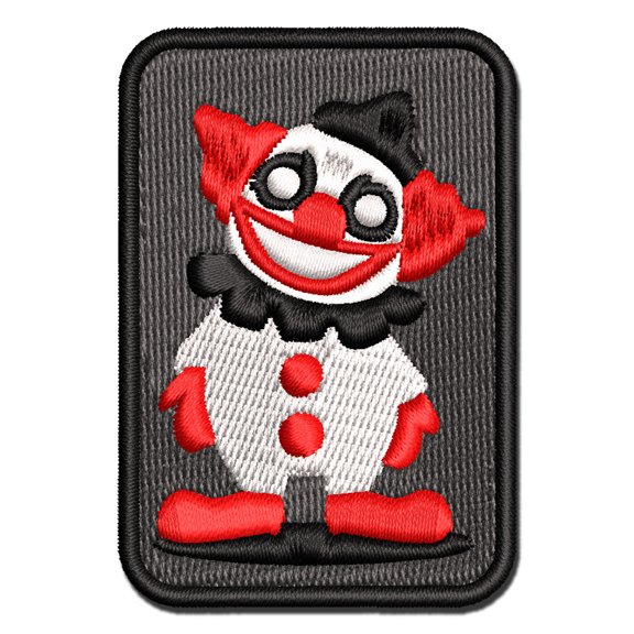 Creepy Spooky Little Grinning Clown Horror Applique Multi-Color Embroidered Iron-On Patch - 2.0 Inch Mini