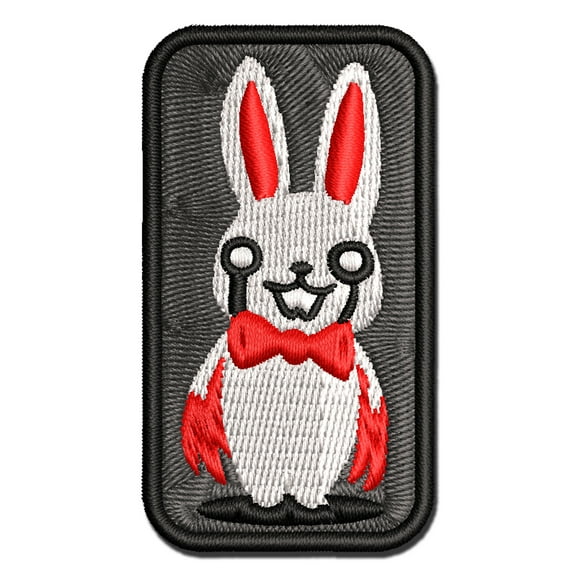 Creepy Spooky Murder Bunny Rabbit Horror Applique Multi-Color Embroidered Iron-On Patch - 3 Inch Medium