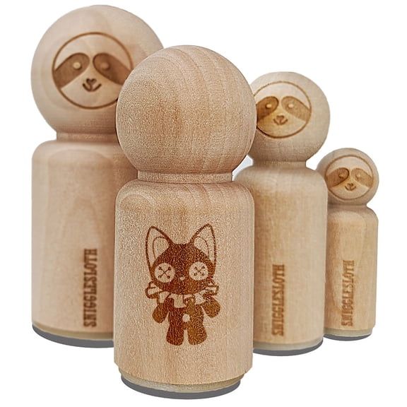 Creepy Spooky Vintage Cat Doll with Button Eyes Rubber Stamp for Scrapbooking Crafting Stamping - Mini 1/2 Inch