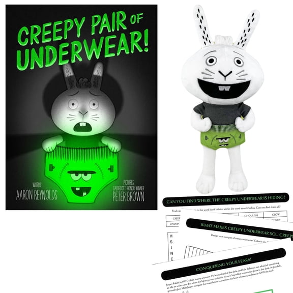 Creepy Tales! Gift Set Includes Creepy Pair of Underwear! Hardcover by Aaron Reynolds - Peter Brown, Jasper Rabbit 14 Plush, and Activity Pages