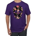 thumbnail image 1 of Creepy Tulip Nature Floral Skull Fashion Graphic T-Shirt, Purple, X-Large, 1 of 1