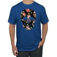 thumbnail image 1 of Creepy Tulip Nature Floral Skull Fashion Graphic T-Shirt, Royal, X-Large, 1 of 1