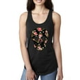 thumbnail image 1 of Creepy Tulip Nature Floral Skull Fashion Ladies Racerback Tank Top, Black, Large, 1 of 1
