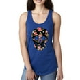 thumbnail image 1 of Creepy Tulip Nature Floral Skull Fashion Ladies Racerback Tank Top, Royal, Small, 1 of 1