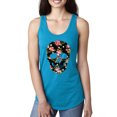thumbnail image 1 of Creepy Tulip Nature Floral Skull Fashion Ladies Racerback Tank Top, Turquoise, X-Large, 1 of 1