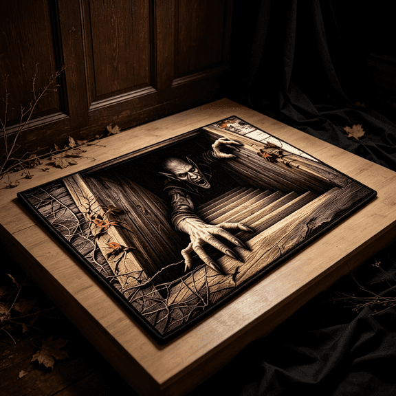 Creepy Visual Effect 3D Halloween Rug, 3D Rugs Optical Illusion Halloween, 4 Styles Horror Entry Doormat, Non‑Slip Polyester Rug for Porch Halloween Home & Party Decor-C