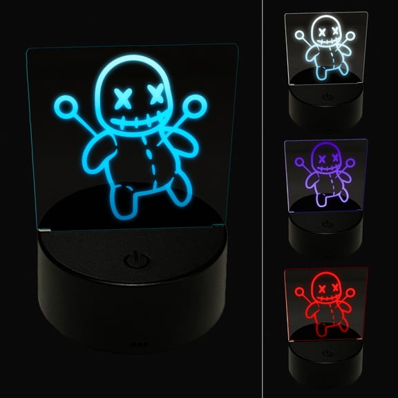 Creepy Voodoo Doll LED Night Light Sign 3D Illusion Desk Nightstand Lamp