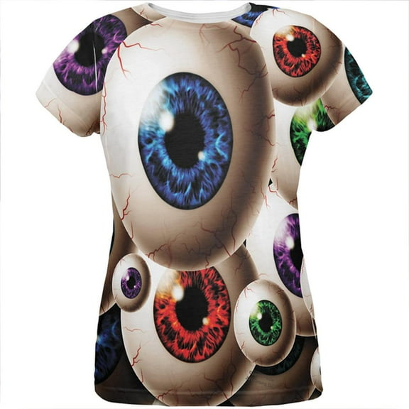 Creepy Watcher Eyeballs All Over Womens T Shirt Multi 2XL