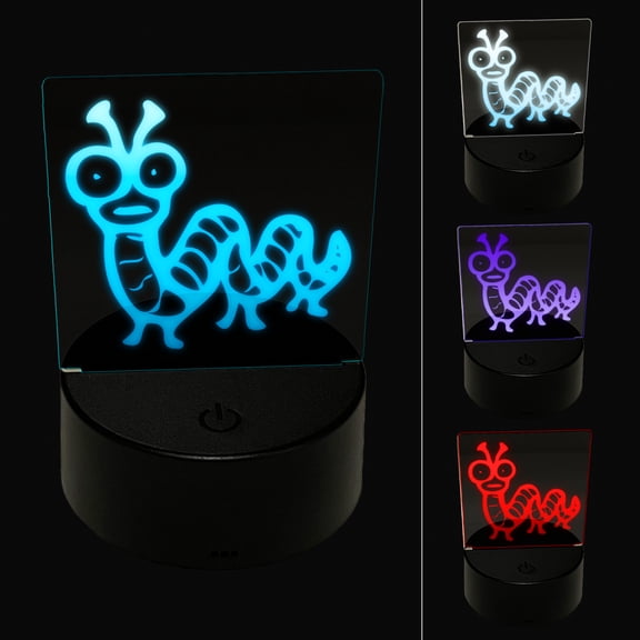 Creepy Weird Worm Caterpillar LED Night Light Sign 3D Illusion Desk Nightstand Lamp