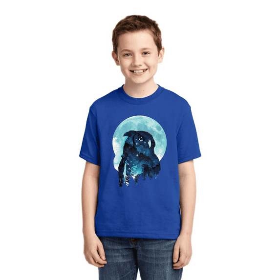 Creepy Winter Beach Night Owl Animal Lover Boys Graphic Youth T-Shirt