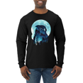 thumbnail image 1 of Creepy Winter Beach Night Owl Animal Lover Mens Long Sleeve Shirt, 1 of 1