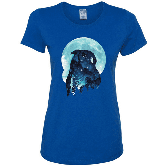 Creepy Winter Beach Night Owl Animal Lover Womens Graphic T-Shirt