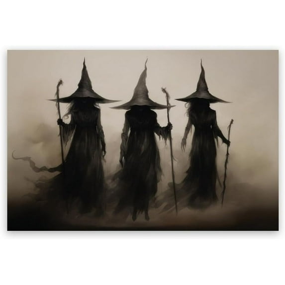 Creepy Witchy Wall Decor Posters Three Witches Vintage Witch Wall Art Decor Aesthetic Halloween Room Decor Witchy Wall Decor 16x24inch Unframed