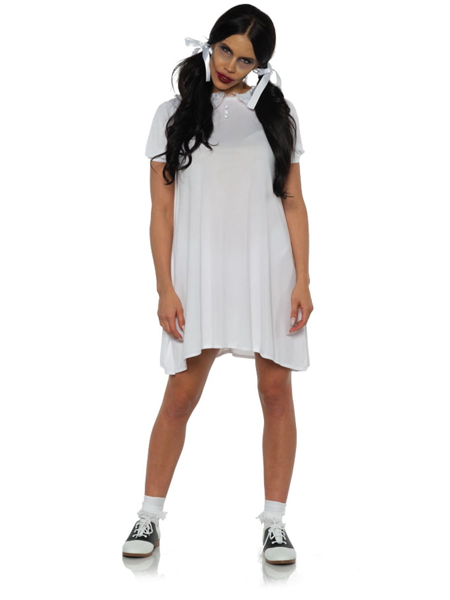 white halloween dress Women's Creepy Hotel Twin Doll Costume Large 12-14 white dress Mrat Maxi Skirt Plus Size