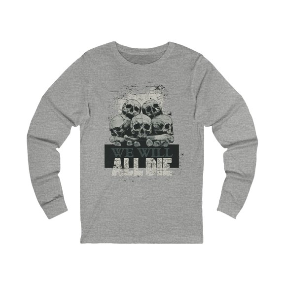 Creepy14 Unisex Skull Long Sleeve Tee, Skull Jersey Shirt, Skeleton T-Shirts with Long Sleeves, Skeleton Art Design Tees