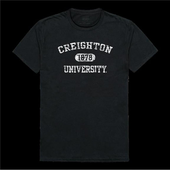 Creighton University Bluejays Distressed Arch College T-Shirt, Black - Medium