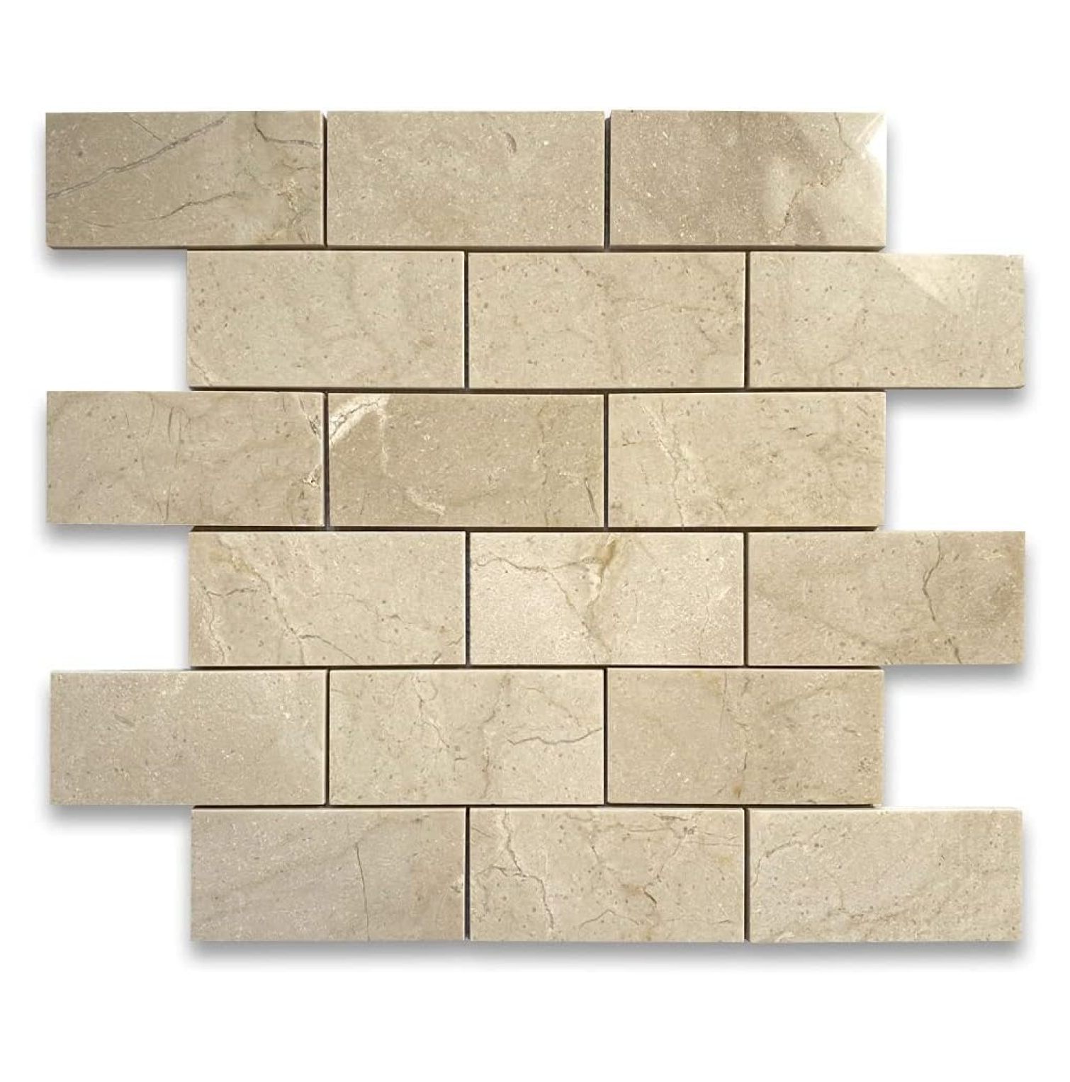 Crema Marfil Marble 2x4 Grand Brick Subway Mosaic Tile Polished Kitchen Bath Wall Floor Backsplash Shower (1 Sheet)
