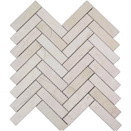 Crema Marfil Marble Honed 1 x 4 Herringbone Mosaic Tile