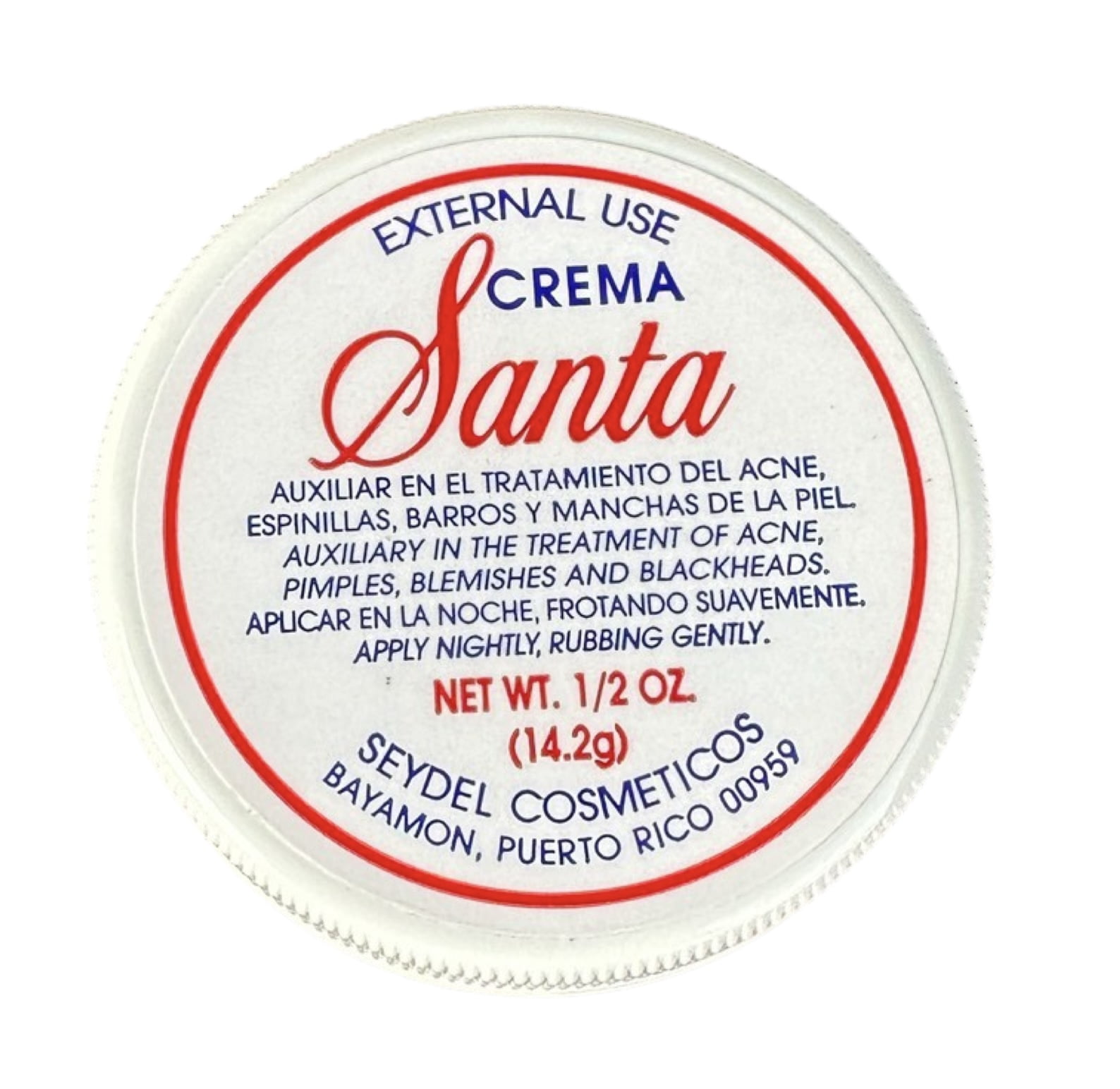 Crema Santa, Santa Cream for Acne - Effective 0.5 oz Cream - Helps Clear Acne, Pimples, Blemishes, and Skin Spots"
