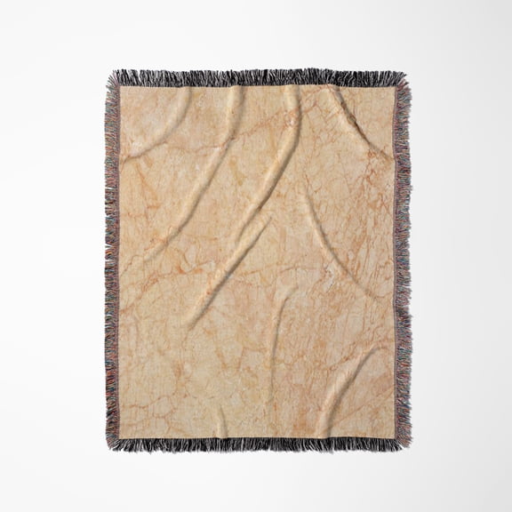Crema Valencia Marble Print, Woven Blanket