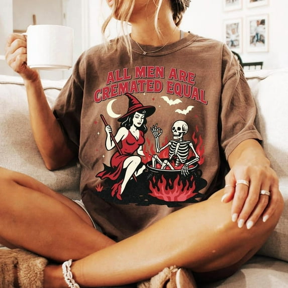 Cremated Men Shirt, Feminist Halloween , Funny Woman Halloween Shirt, Retro Spooky , Funny Fall , Woman Shirt, Trending