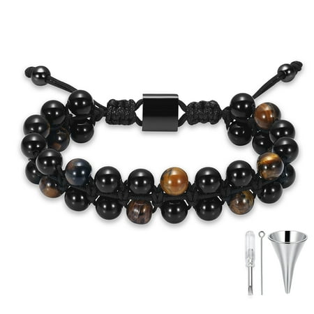Cremation Ashes Jewellery Small Urns Bracelets Double layer tiger stone bead bracelet for men women