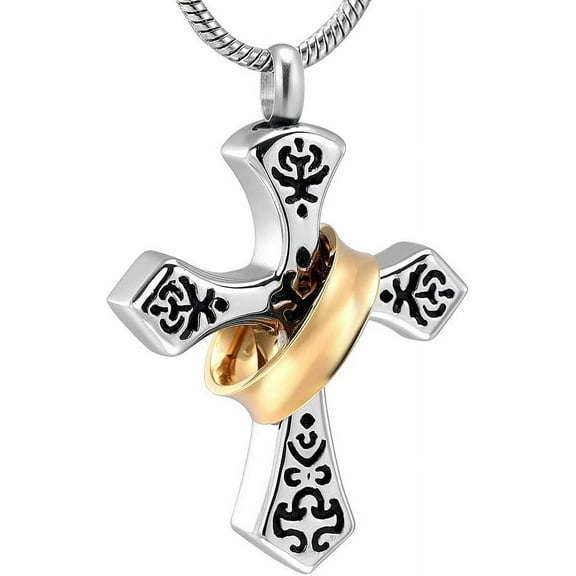 Cremation Ashes Jewelry Cross Cremation Jewellery for Men Stainless Steel Ashes Keepsake Urn Pendant for Memorial Ashes Necklace