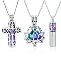 3pcs Cremation Ashes Jewelry Urn Pendant Necklace with Hollow Cross Urn Keepsake Cremation Jewelry for Ashes for Women Men