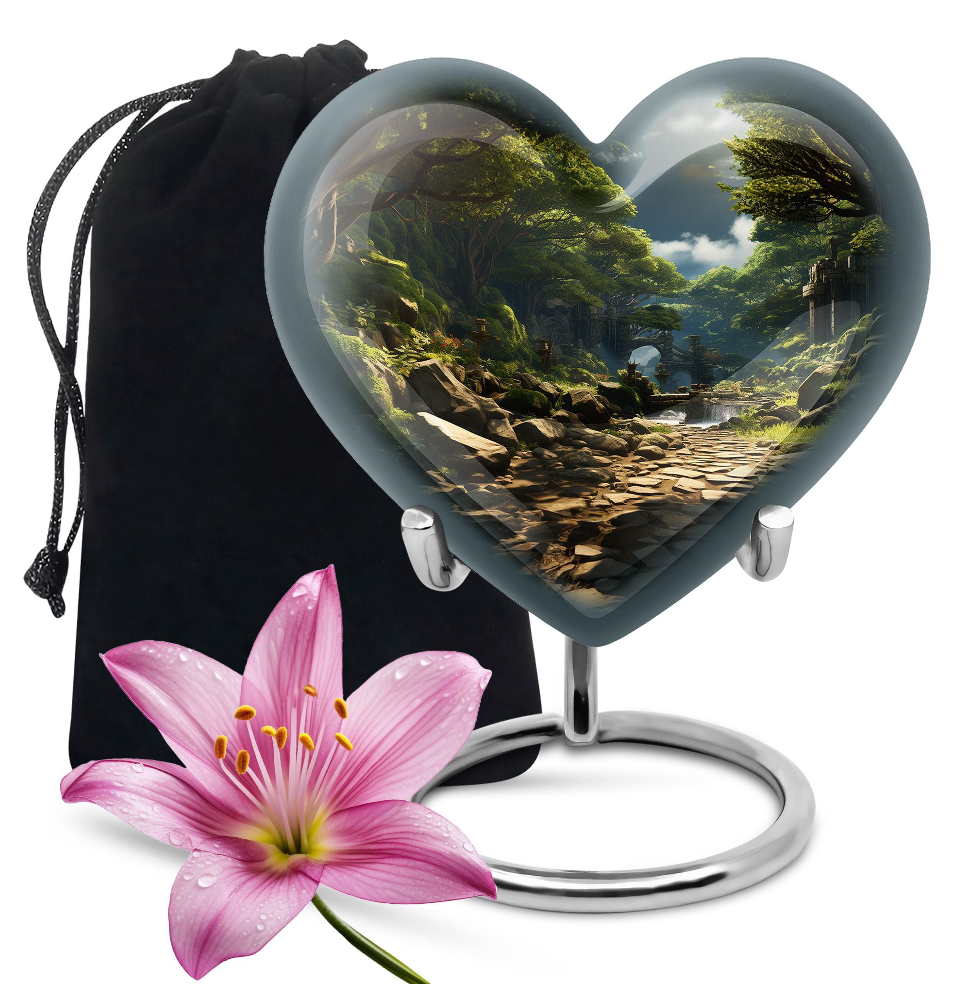 Cremation Black Forest Urns For Human Ashes Adult Mother - Memorial Large Urn For Human Ashes Adult Father - Funeral Gift For Decorative - 10Inch And 200Lbs Include Velvet Bag