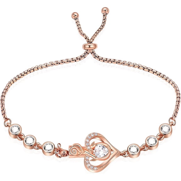 Cremation Bracelet Rose Flower Heart Urn Bracelet for Ashes for Women Birthstone Memorial Ashes Bracelet