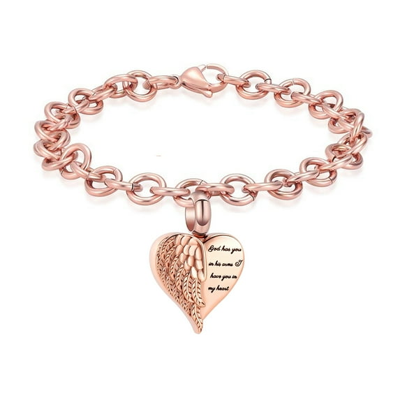 Cremation Bracelet for Ashes Cremation Jewelry Heart Urn Ashes Bracelet with Angel Wings Keepsake Urn Memorial Ash Jewelry