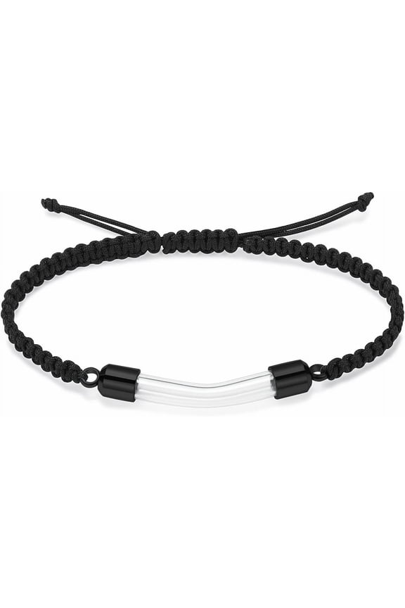 Cremation Bracelet for Ashes - Transparent Glass Tube Stainless Steel Urn Bangle Memorial Jewelry for Men Women
