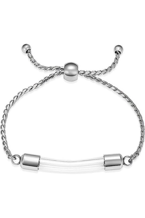 Glass Cylinder Cremation Bracelet for Ashes -Stainless Steel Transparent Glass Tube Urn Bangle Memorial Jewelry