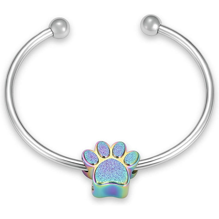 Cremation Bracelet for Pets Ashes Dog Paw Pendant Bangle