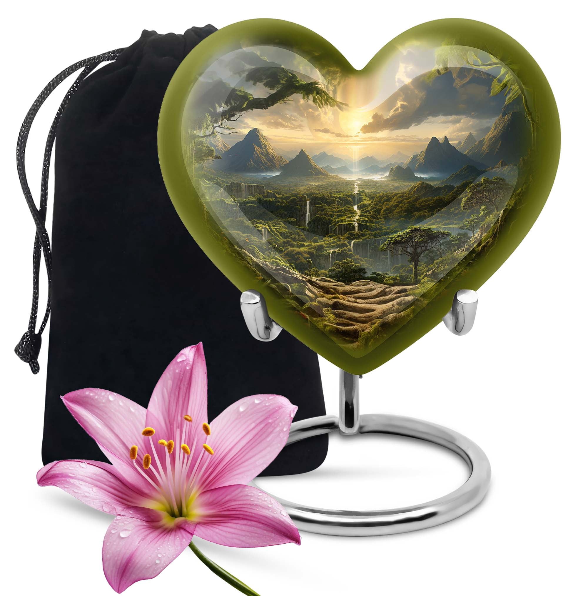 Cremation Cream Forest Urns For Human Ashes Adult Father - Funeral Handcrafted Urn For Human Ashes Adult Mother - Memorial Gift For Decorative - 10Inch And 200Lbs Include Velvet Bag