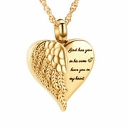 Cremation Heart Urn Necklace Ashes Jewelry for Women Men Keepsake Pendant Memorial Locket Ash Holder(Gold)
