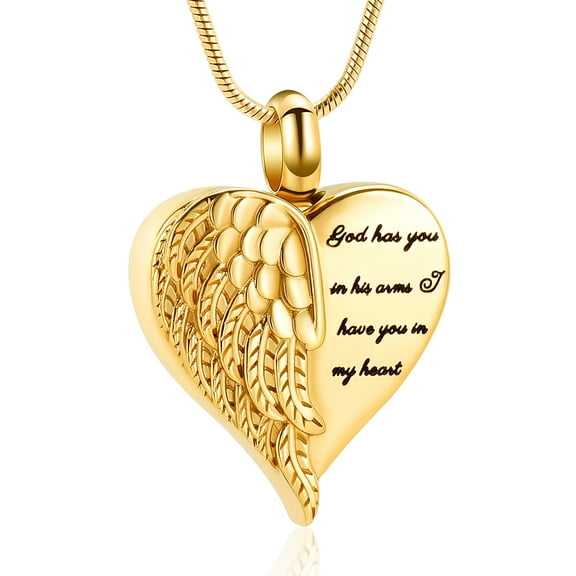 Cremation Heart Urn Necklace Ashes Jewelry for Women Men Keepsake Pendant Memorial Locket Ash Holder(Gold)