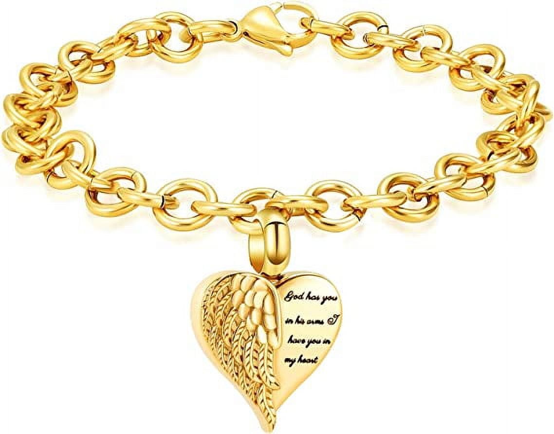 Cremation Jewelry Angel Wing Heart Urn Bracelet for Ashes for