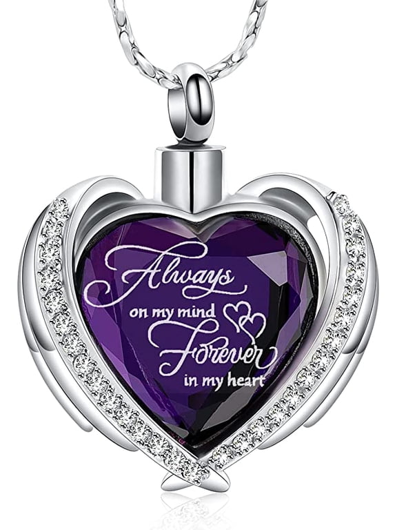 Crystal Heart Cremation Urn Necklace for Ashes Keepsake Cremation Jewelry Crystal Urn Necklace Urn Stainless Steel Memorial Pendant for Women Men Loved Ones